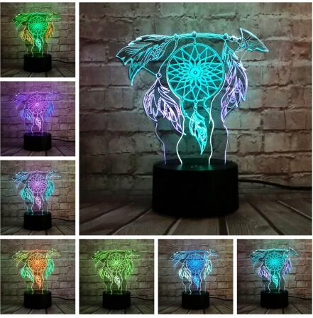 Chaude Valentine vent carillons lampe de Table interrupteur capteur de rêves 3D