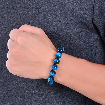 Pulsera de ojo de tigre natural cuentas de ojo de tigre azul