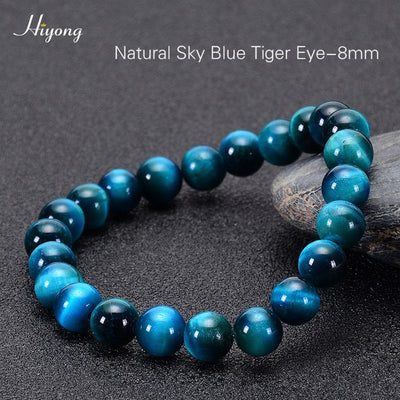 Pulsera de ojo de tigre natural cuentas de ojo de tigre azul