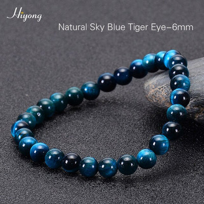 Pulsera de ojo de tigre natural cuentas de ojo de tigre azul