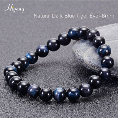 Pulsera de ojo de tigre natural cuentas de ojo de tigre azul