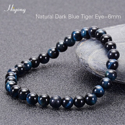 Pulsera de ojo de tigre natural cuentas de ojo de tigre azul