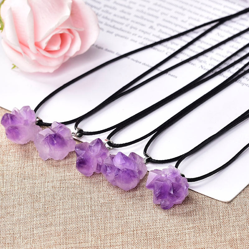Collier pendentif en cristaux d'Améthyste