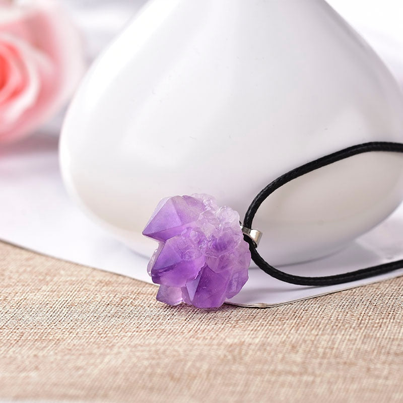 Collier pendentif en cristaux d'Améthyste