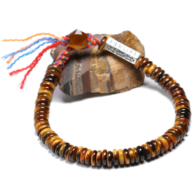 Perles oeil de tigre, gemme Bracelets porte-bonheur, bijou bouddhiste tibétain OM