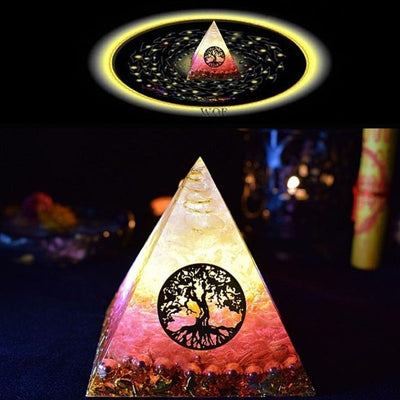 Pyramide Orgonite Ariel Maripura/Sahasrara Chakra amour cristal apporte la chance - 6 Tailles disponibles