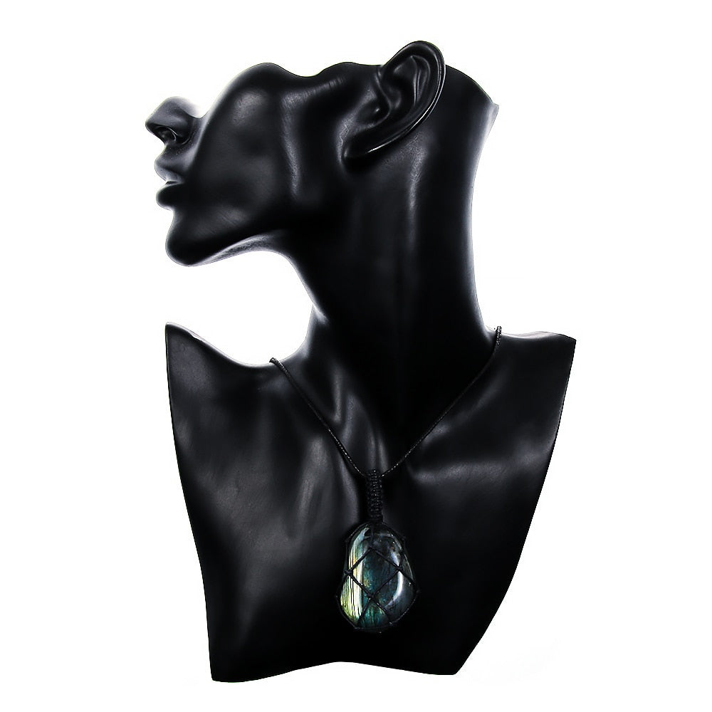 Dragons coeur Labradorite collier pierre naturelle pendentif enveloppement stresse Yoga