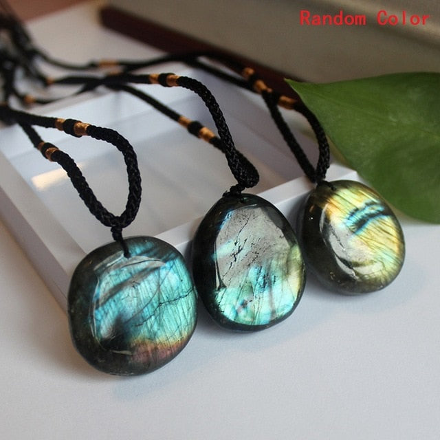 Dragons coeur Labradorite collier pierre naturelle pendentif enveloppement stresse Yoga