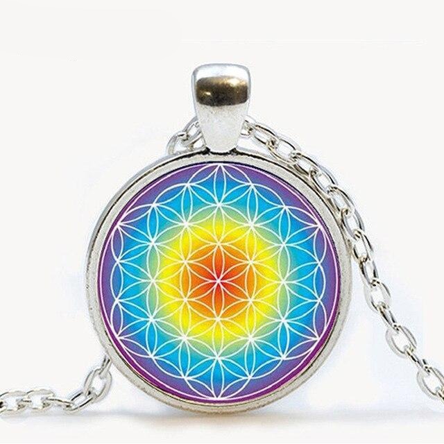 Collar con flor de la vida para mujer, accesorio geométrico sagrado