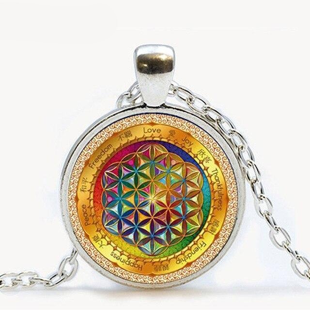 Collar con flor de la vida para mujer, accesorio geométrico sagrado