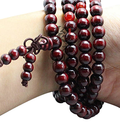 Pulsera 108 cuentas 8mm natural madera de sándalo budista