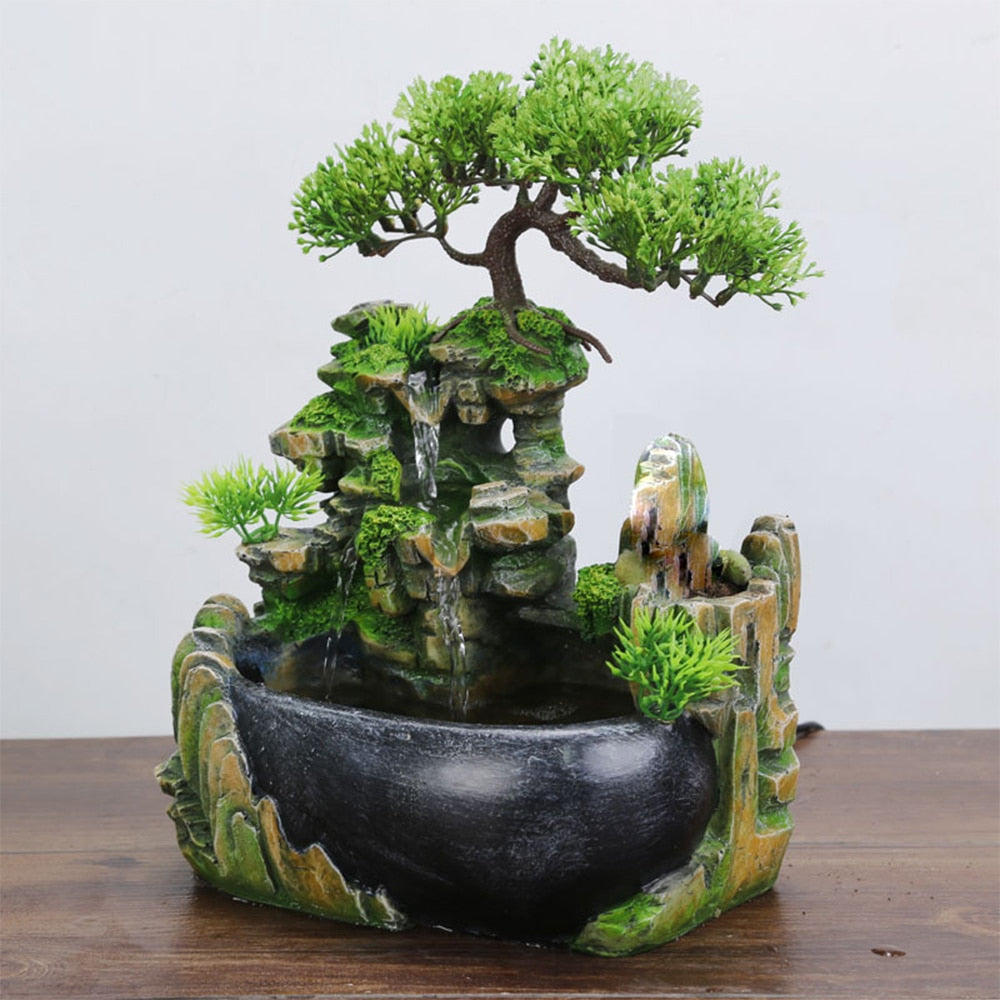 Miniatures Waterfall Desktop Fountain With Color Changing Led Lighting Zen Meditation Waterfall Home Decoration N14
