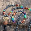 7 Chakras Mala colliers de perles femmes Lotus & népal Bodhi Labradorite