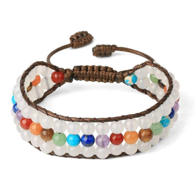 Bracelet 7 Chakras pierres naturelles Quartz cristal perles