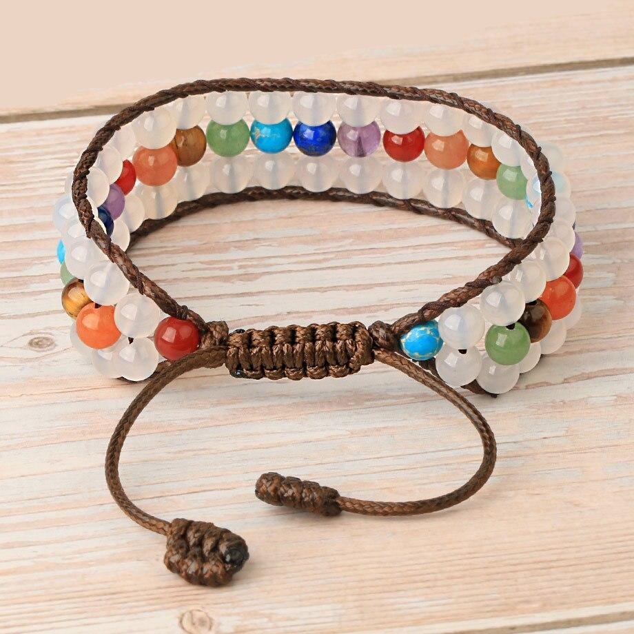 Bracelet 7 Chakras pierres naturelles Quartz cristal perles