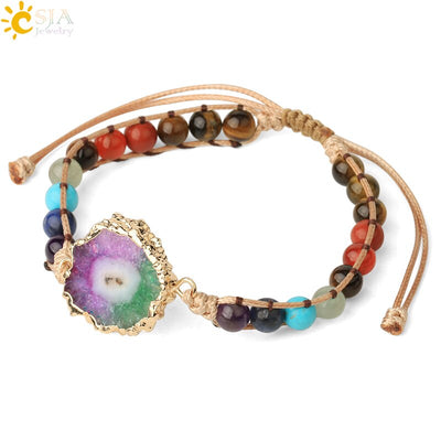 Bracelets coloré Geode Druzy pierre tissé