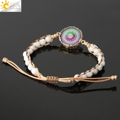 Bracelets coloré Geode Druzy pierre tissé