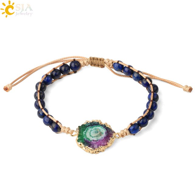 Bracelets coloré Geode Druzy pierre tissé
