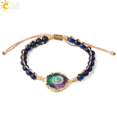 Bracelets coloré Geode Druzy pierre tissé