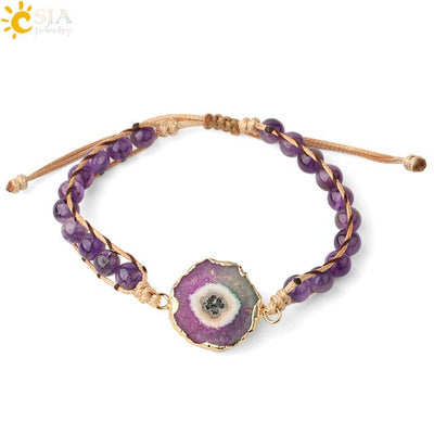 Bracelets coloré Geode Druzy pierre tissé