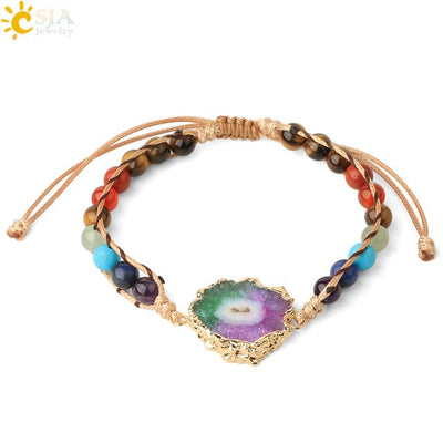 Bracelets coloré Geode Druzy pierre tissé