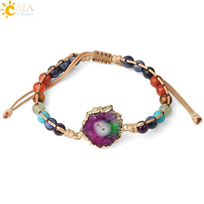 Bracelets coloré Geode Druzy pierre tissé