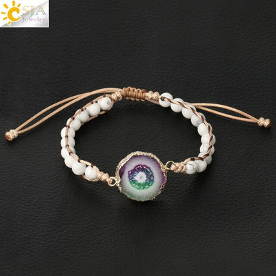 Bracelets coloré Geode Druzy pierre tissé