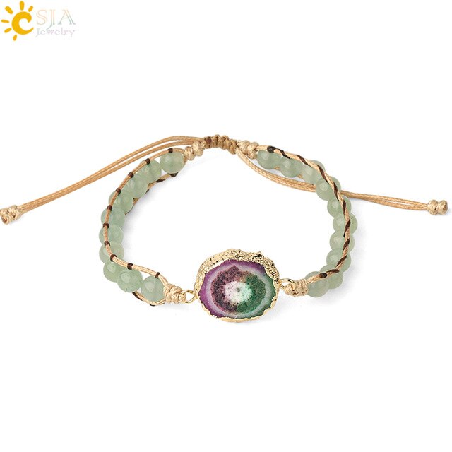 Bracelets coloré Geode Druzy pierre tissé