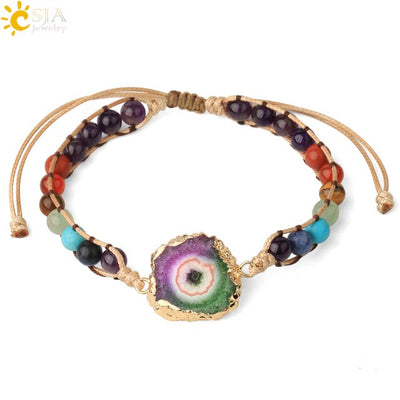 Bracelets coloré Geode Druzy pierre tissé