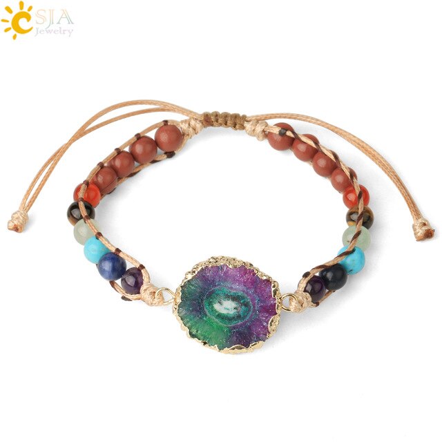 Bracelets coloré Geode Druzy pierre tissé