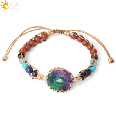 Bracelets coloré Geode Druzy pierre tissé