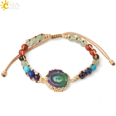 Bracelets coloré Geode Druzy pierre tissé