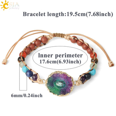 Bracelets coloré Geode Druzy pierre tissé