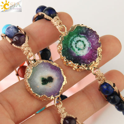 Bracelets coloré Geode Druzy pierre tissé