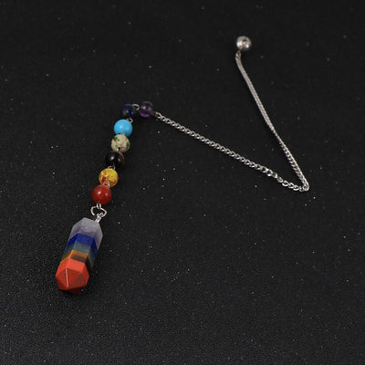 Pierre naturelle 7 Chakras Quartz balle pendentif colonne hexagonale