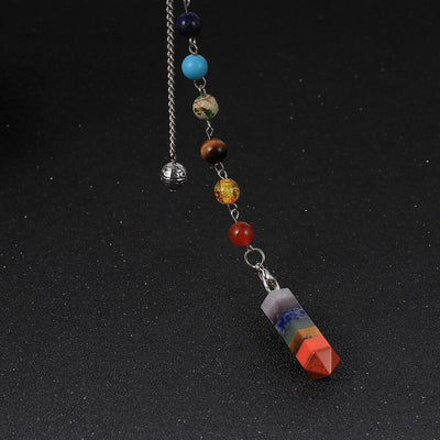 Pierre naturelle 7 Chakras Quartz balle pendentif colonne hexagonale