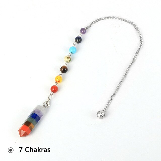 Pierre naturelle 7 Chakras Quartz balle pendentif colonne hexagonale