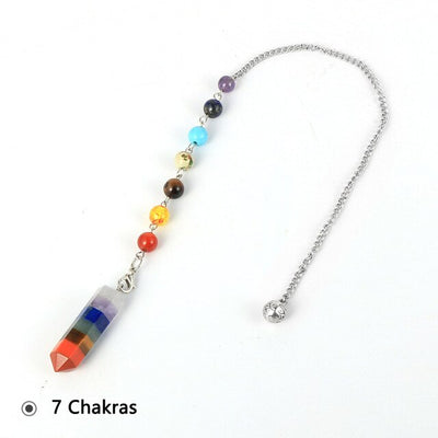 Pierre naturelle 7 Chakras Quartz balle pendentif colonne hexagonale