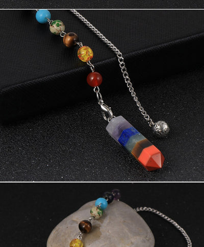 Pierre naturelle 7 Chakras Quartz balle pendentif colonne hexagonale