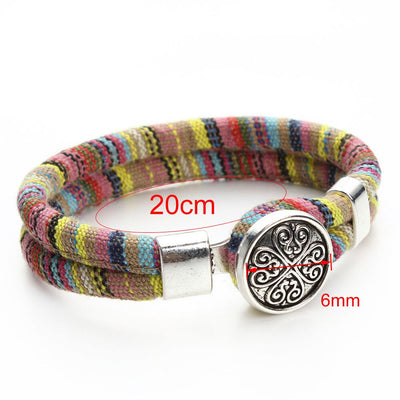Bracelets bohémien superposés en coton cordons de couleur argent tibétain