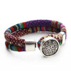 Bracelets bohémien superposés en coton cordons de couleur argent tibétain