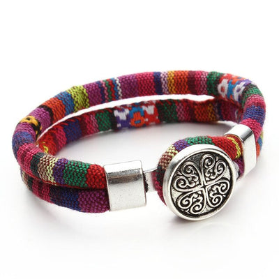 Bracelets bohémien superposés en coton cordons de couleur argent tibétain