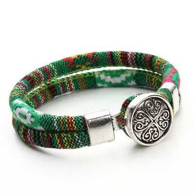 Bracelets bohémien superposés en coton cordons de couleur argent tibétain