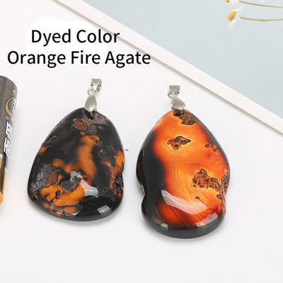 Colliers à pendentifs en Agate de feu naturel, colliers Chakra tranche multicolore irrégulier