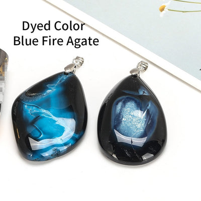 Colliers à pendentifs en Agate de feu naturel, colliers Chakra tranche multicolore irrégulier