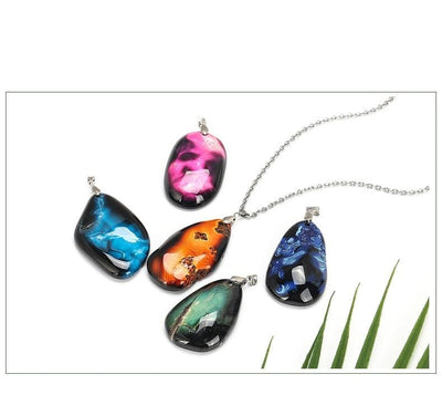 Colliers à pendentifs en Agate de feu naturel, colliers Chakra tranche multicolore irrégulier