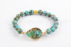 Brazalete de Cobre bañado en Oro y Turquesa Azul - Piedras Bola de 8mm - 3 modelos disponibles