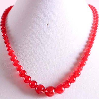 Collier en pierre naturelle vrai corail rouge perles rondes