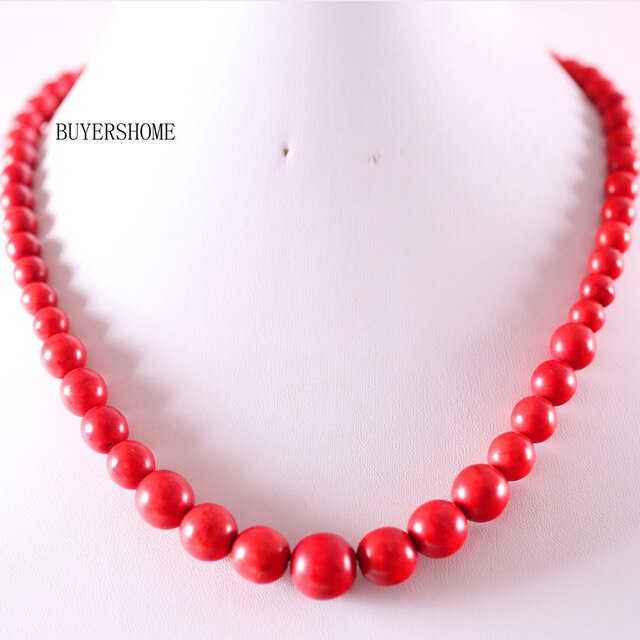 Collier en pierre naturelle vrai corail rouge perles rondes