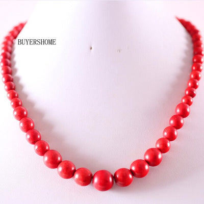Collier en pierre naturelle vrai corail rouge perles rondes